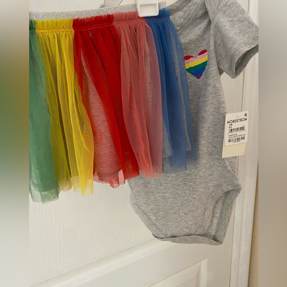 🌈 New Multi stripe love ❤️ baby girl outfit